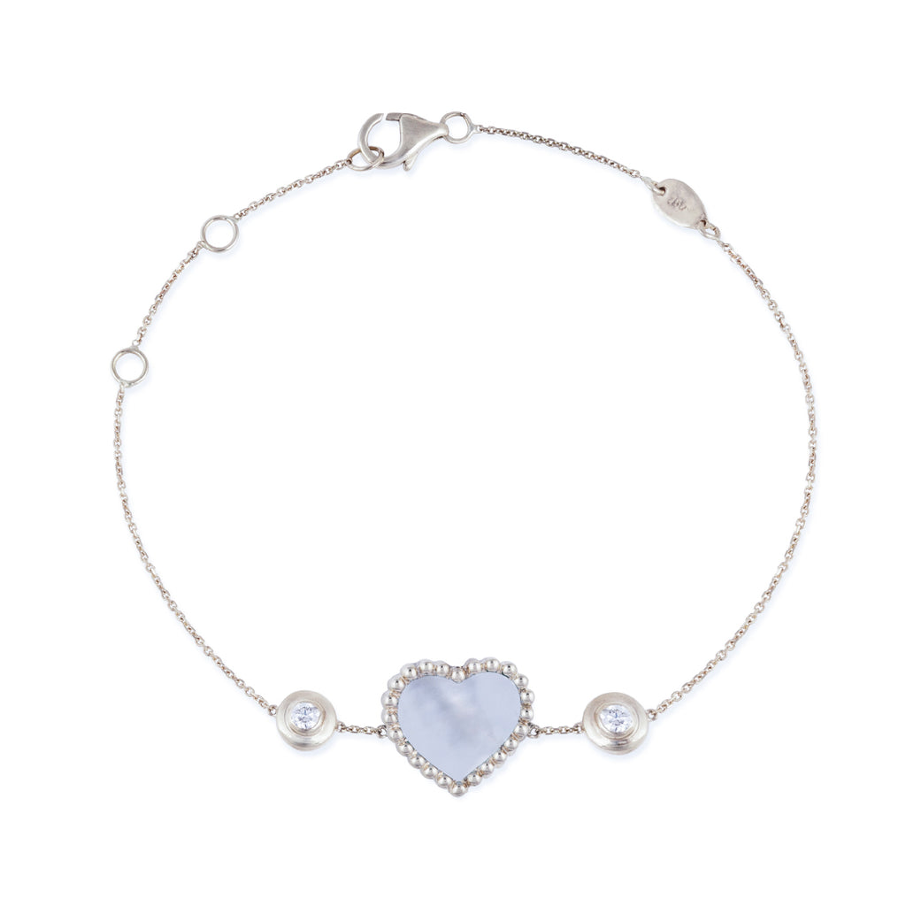 Melikah Chain Bracelet, Mother of Pearl, White Gold