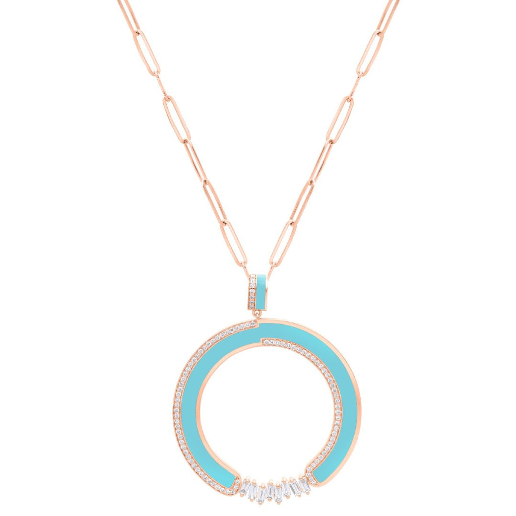 Al Salam Necklace, Turquoise, Rose Gold