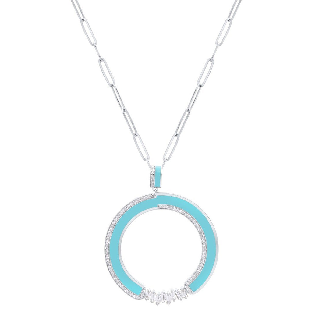 Al Salam Necklace, Turquoise, White Gold