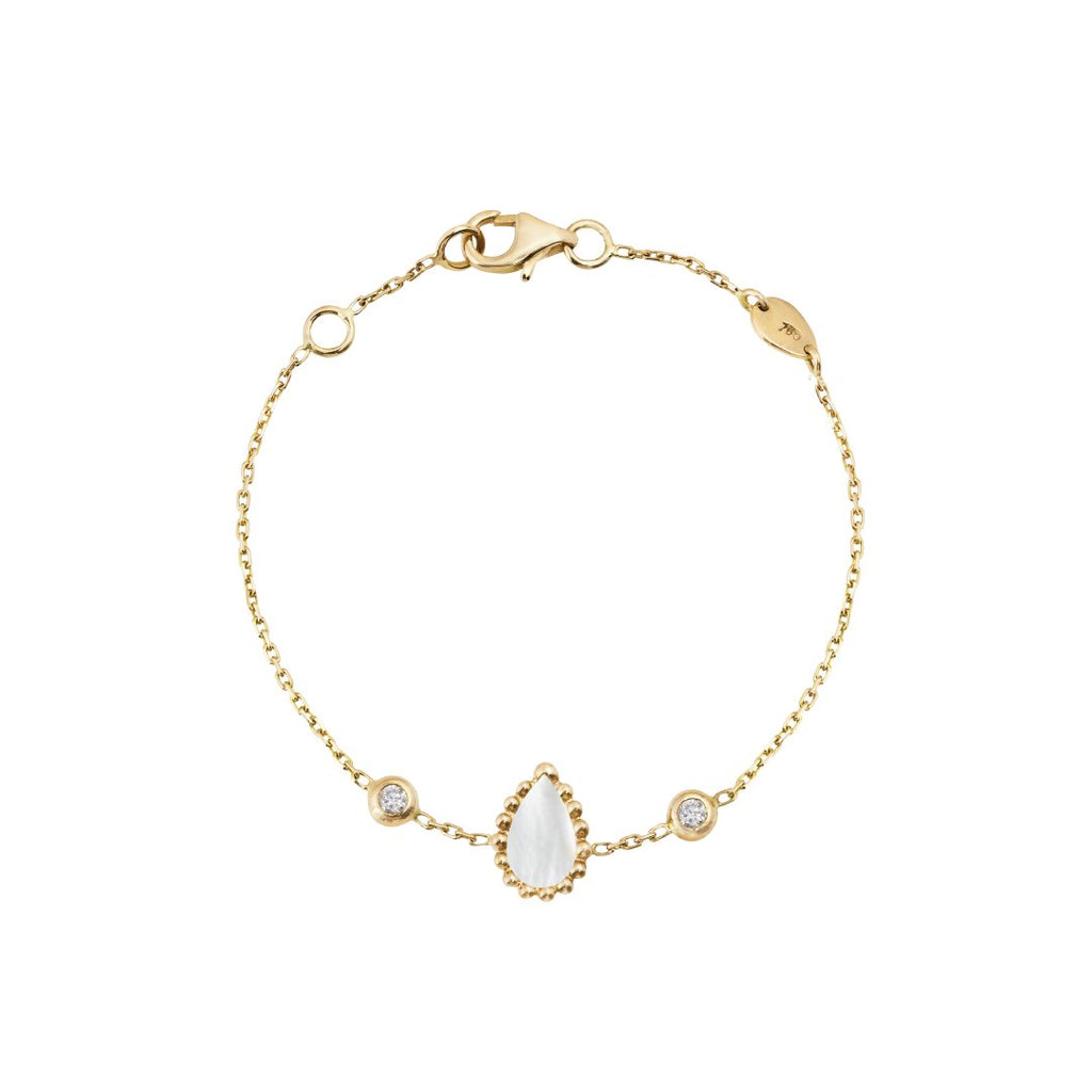 Baby Chain Bracelet, Mother of Pearl, Yellow Gold