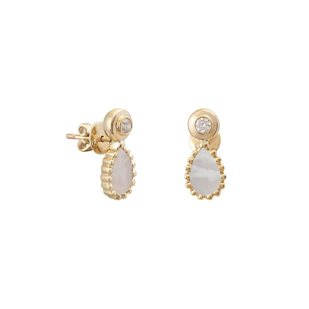 Baby Earring, Mother of Pearl, Yellow Gold