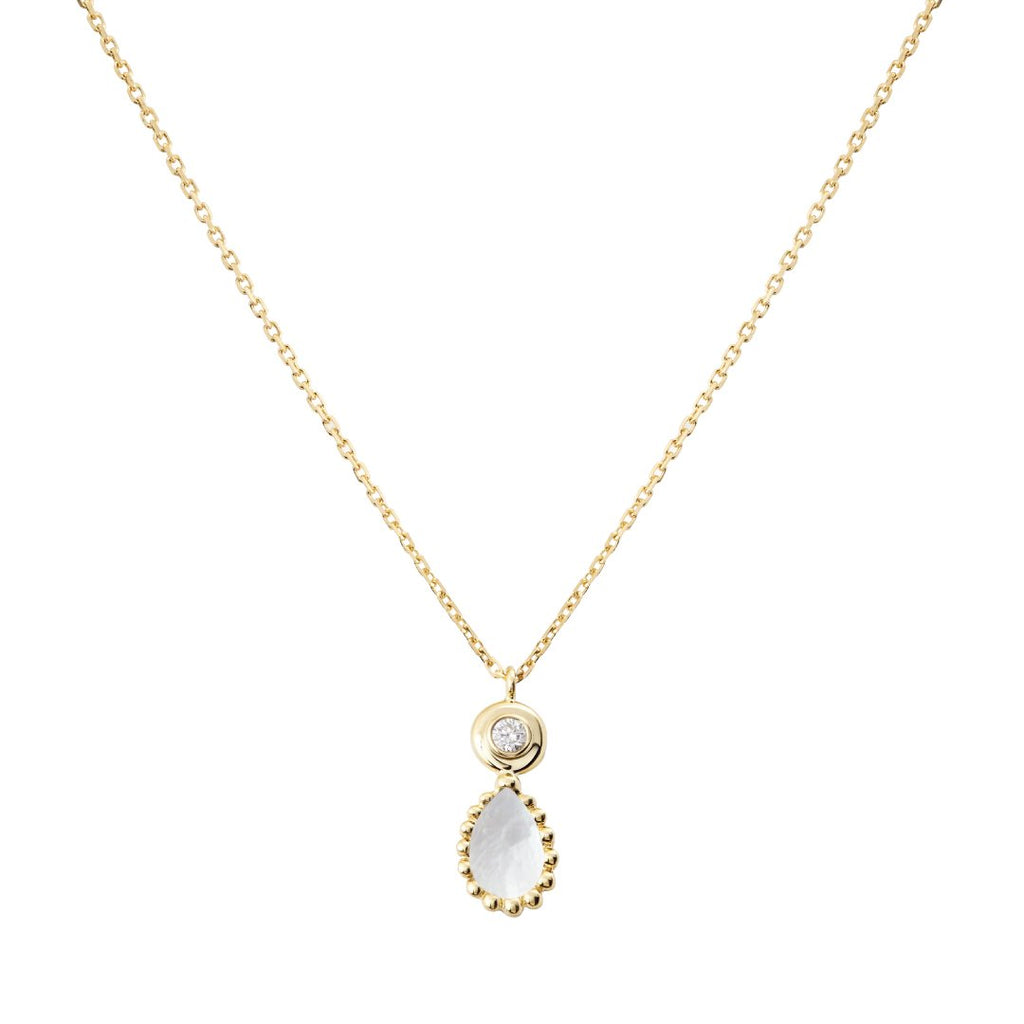 Baby Necklace, Mother of Pearl, Yellow Gold