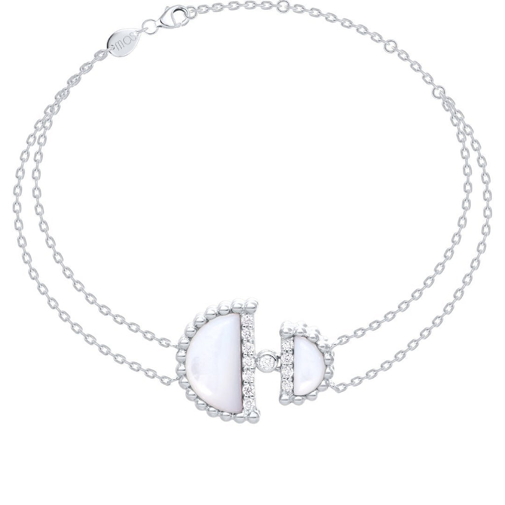Etlala Chain Bracelet, Mother of Pearl, White Gold