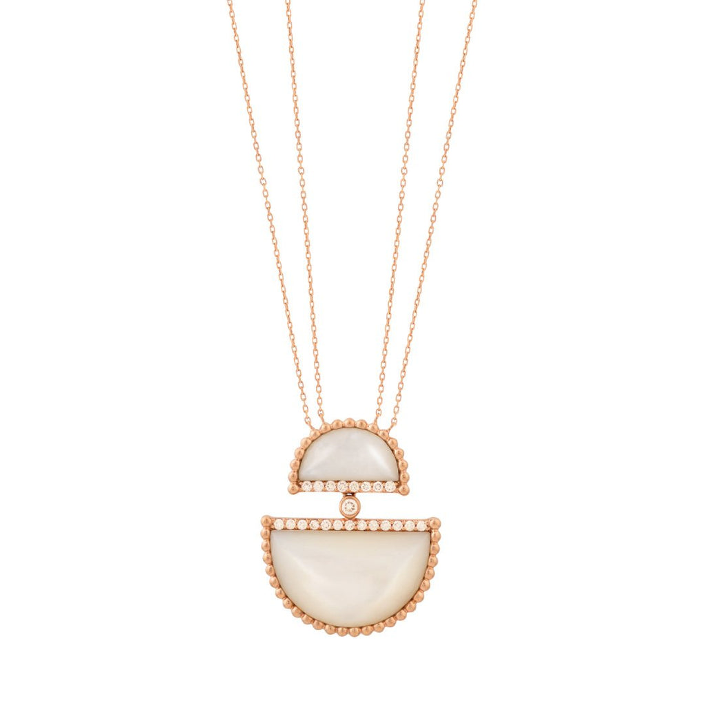 Etlala Large Necklace, Mother of Pearl, Rose Gold