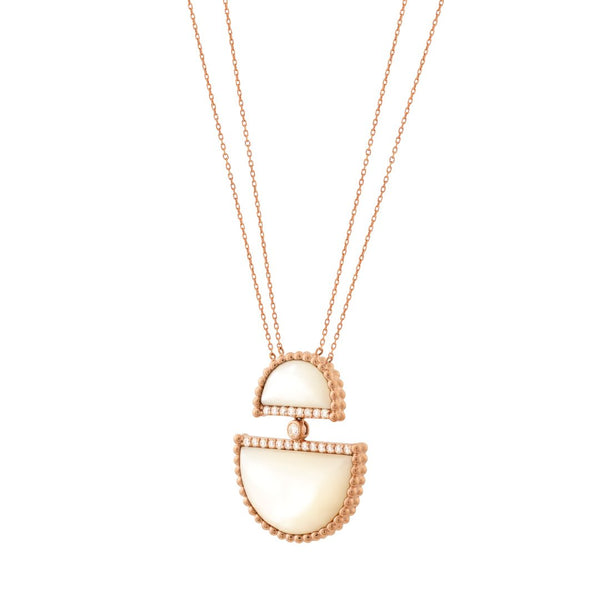 Etlala Large Necklace, Mother of Pearl, Rose Gold