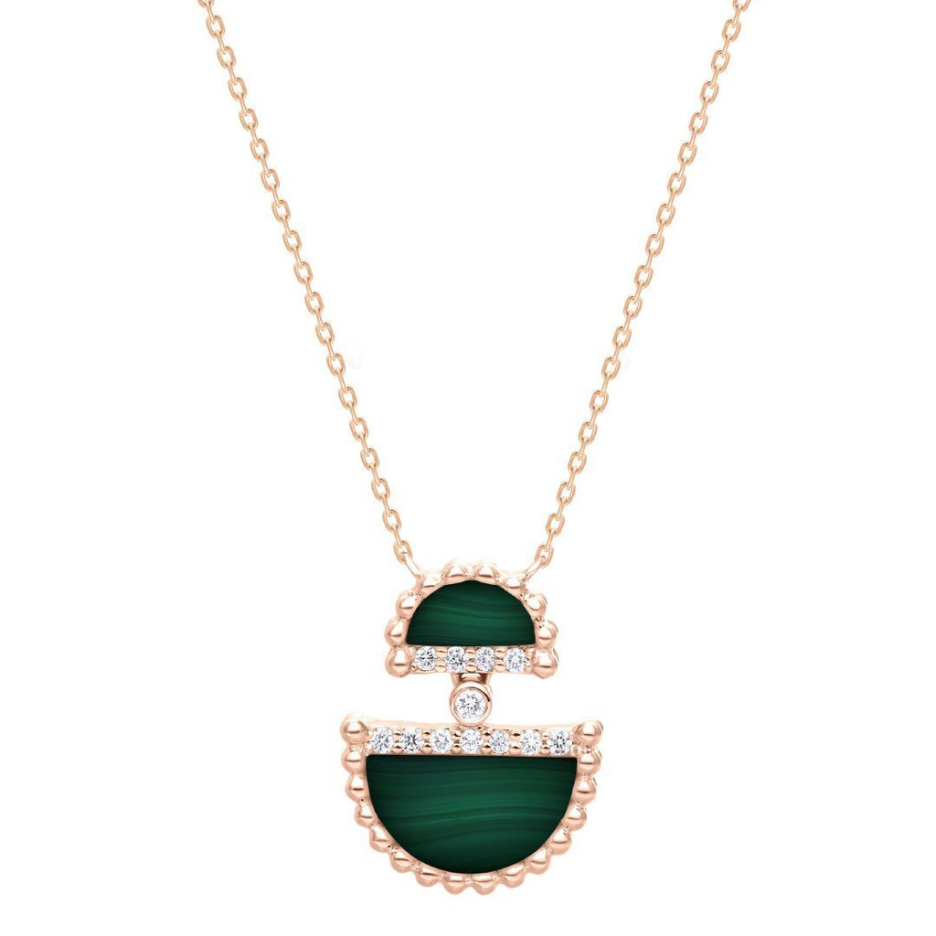 Etlala Mini Necklace, Malachite, Rose Gold