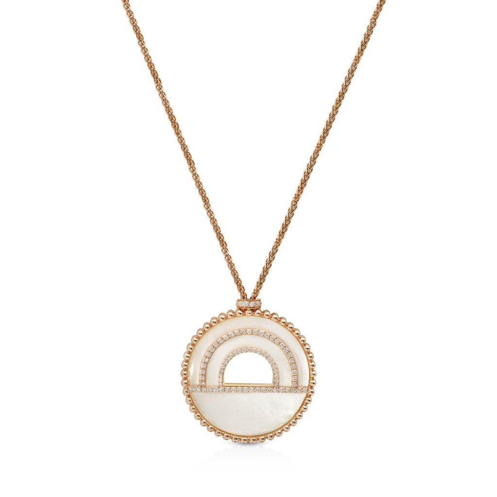 Etlala Grand Necklace, Mother of Pearl, Rose Gold