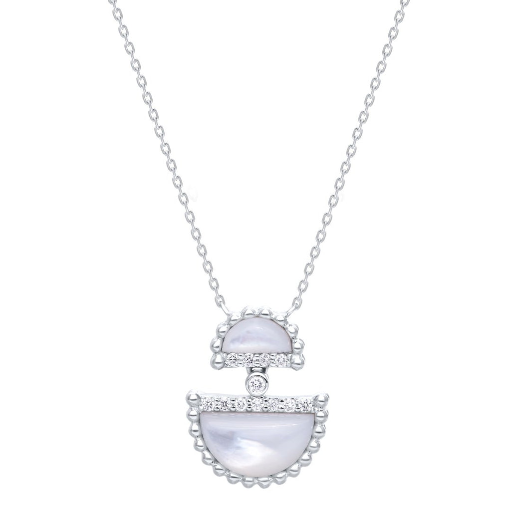 Etlala Mini Necklace, Mother of Pearl, White Gold
