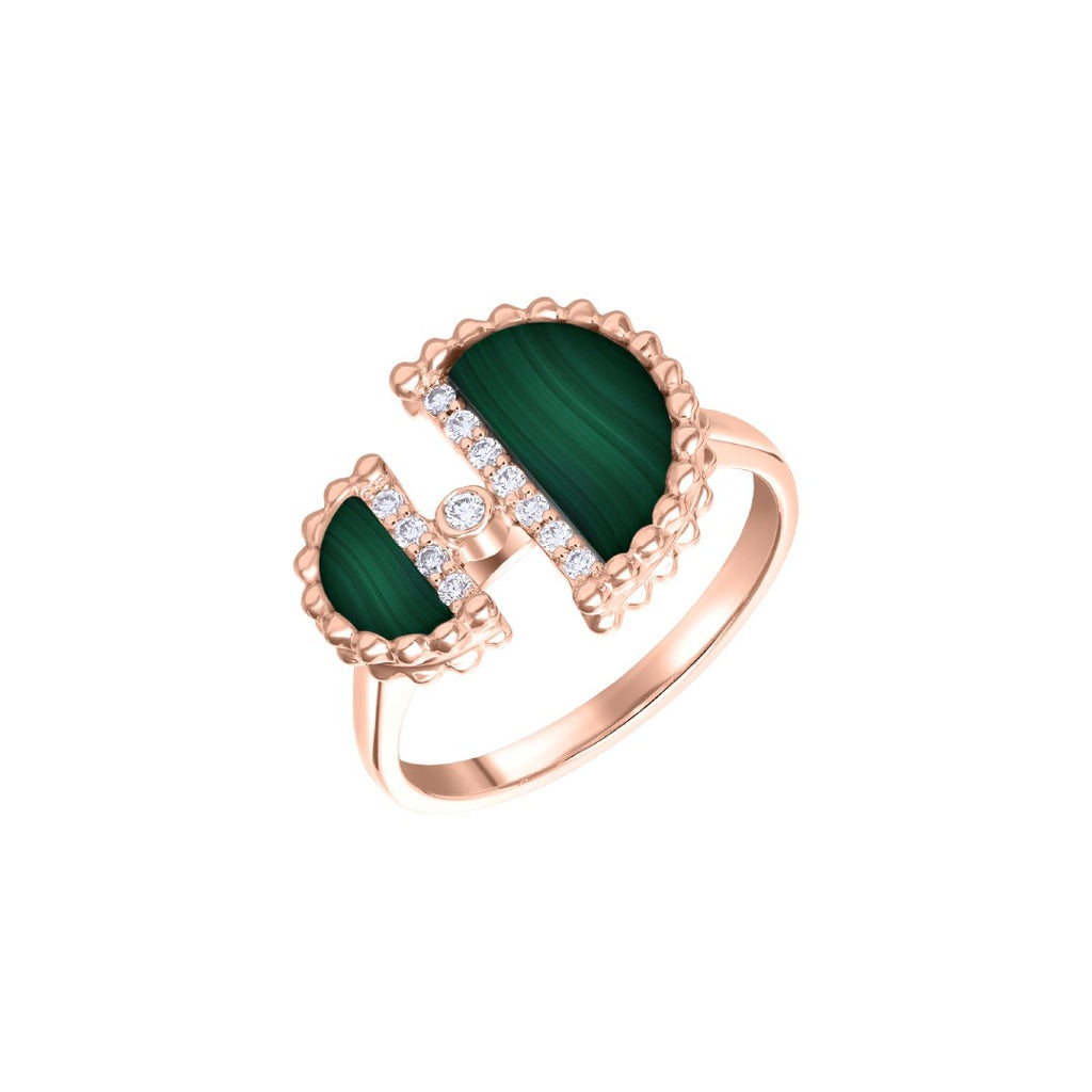 Etlala Mini Ring, Malachite, Rose Gold