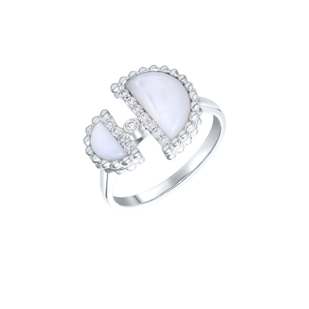 Etlala Mini Ring, Mother of Pearl, White Gold