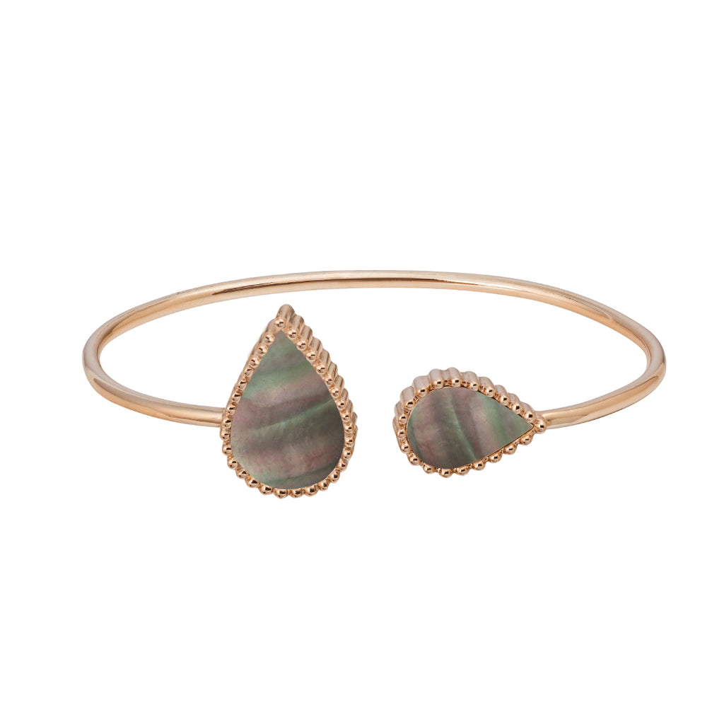Hayma Bangle, Grey Mother of Pearl, Rose Gold