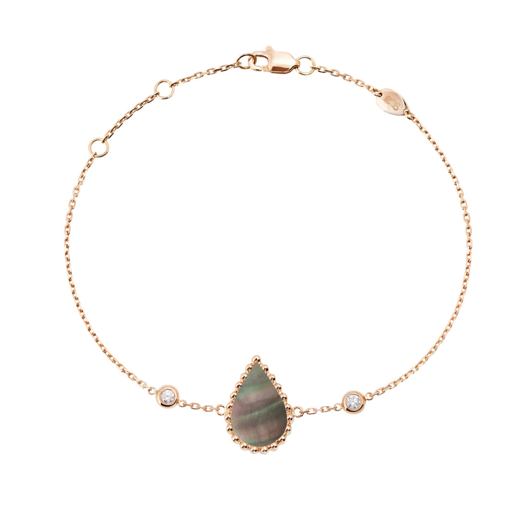 Hayma Chain Bracelet, Grey Mother of Pearl, Rose Gold