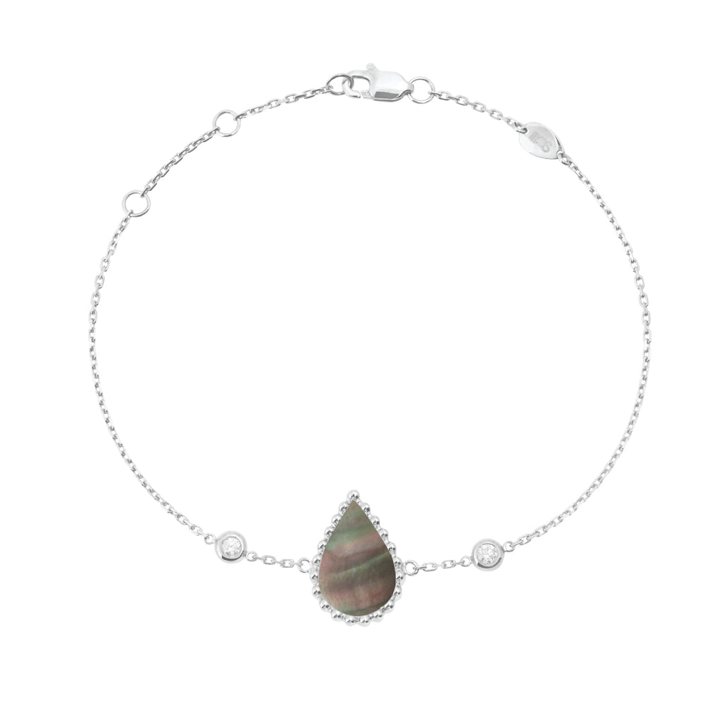 Hayma Chain Bracelet, Grey Mother of Pearl, White Gold