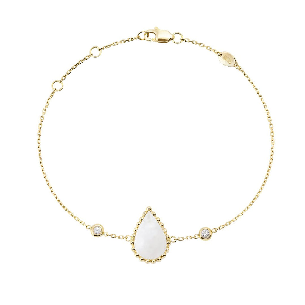 Hayma Chain Bracelet, Mother of Pearl, Yellow Gold