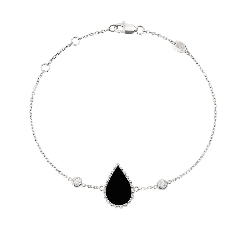Hayma Chain Bracelet, Onyx, White Gold
