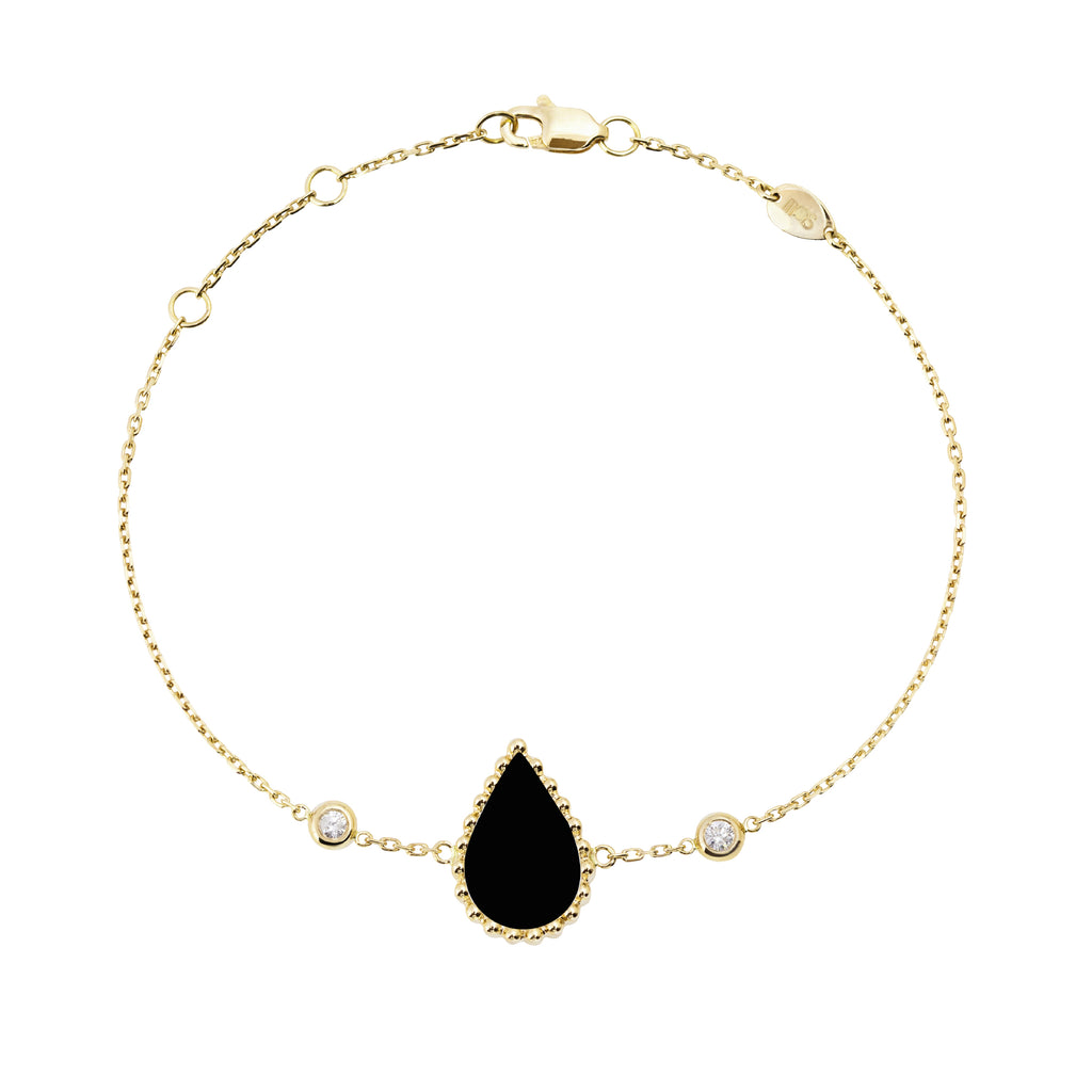 Hayma Chain Bracelet, Onyx, Yellow Gold