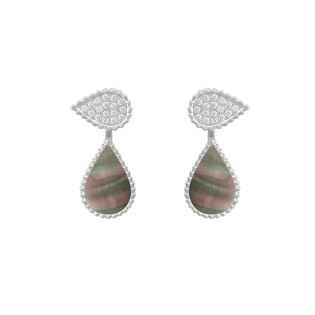 Hayma Diamonds Earring, Grey Mother of Pearl, White Gold