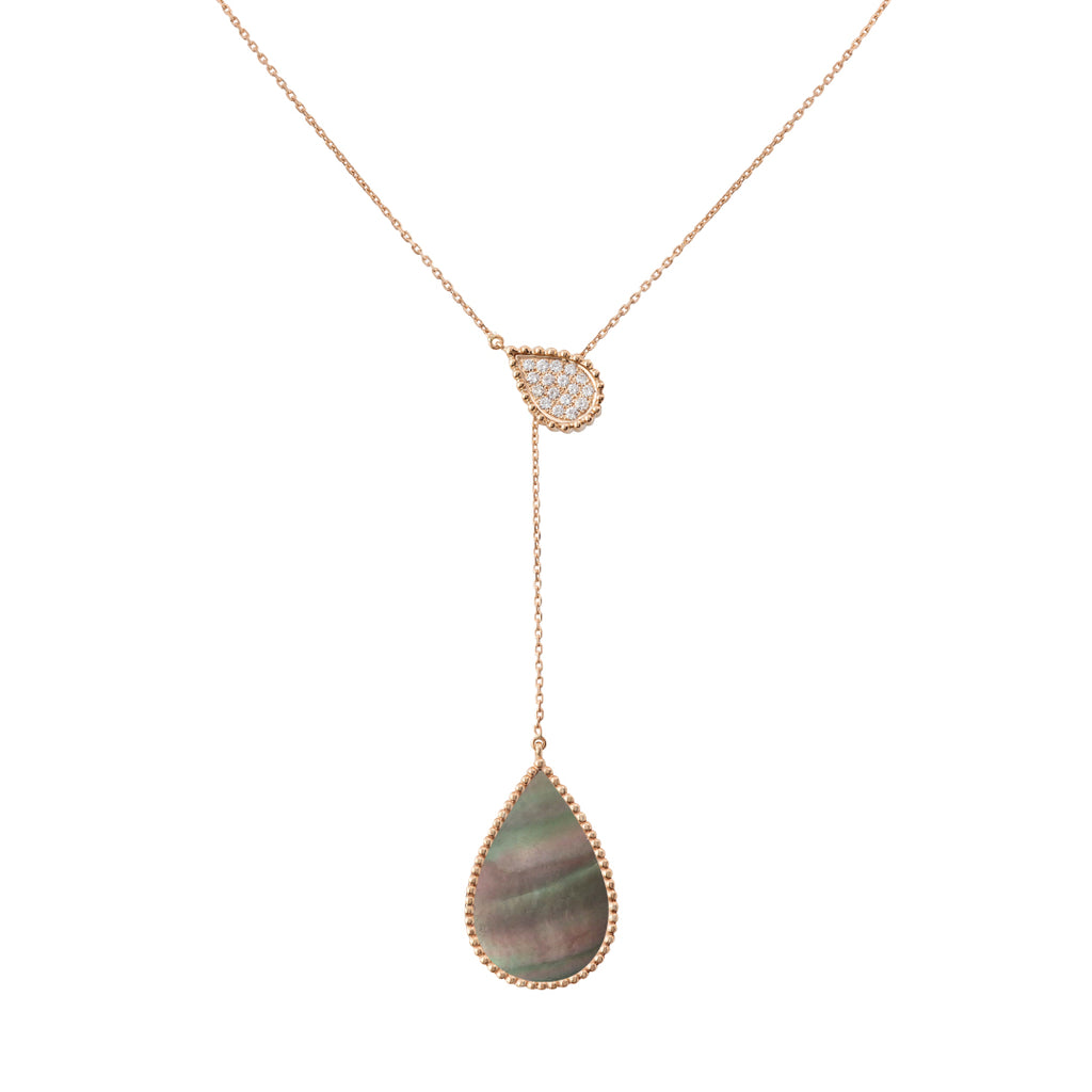 Hayma Diamonds Necklace, Grey Mother of Pearl, Rose Gold
