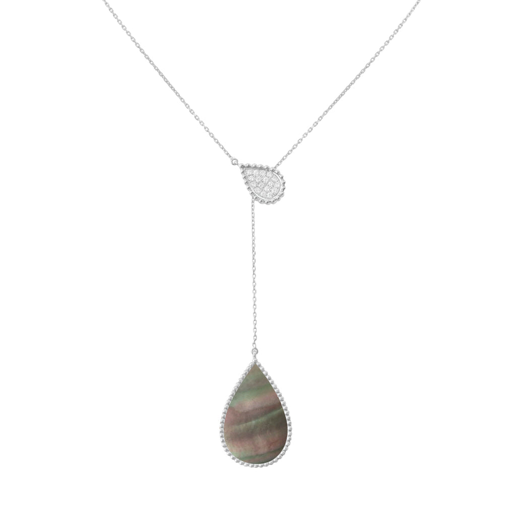 Hayma Diamonds Necklace, Grey Mother of Pearl, White Gold