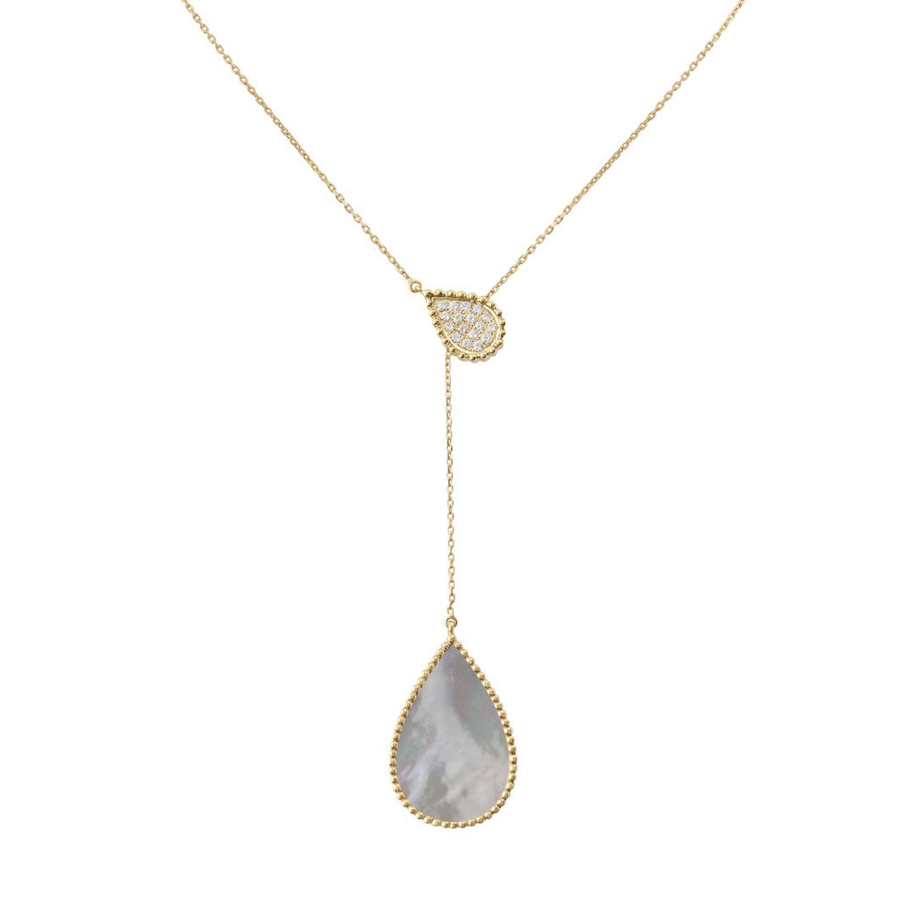 Hayma Diamonds Necklace, Mother of Pearl, Yellow Gold