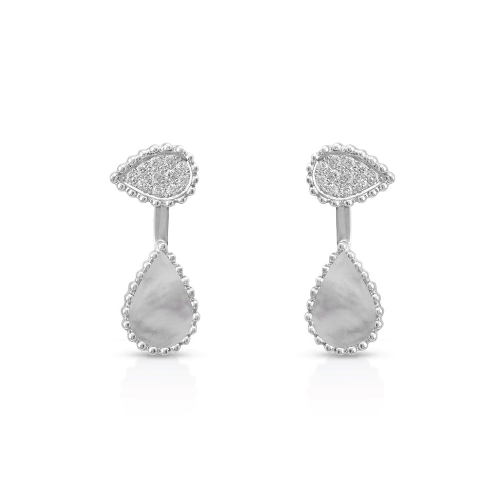 Hayma Diamonds Petite Earring, Mother of Pearl, White Gold