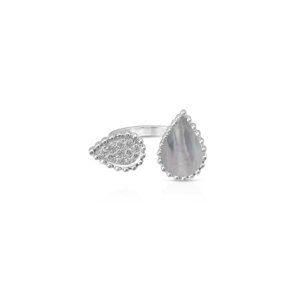 Hayma Diamonds Petite Ring, Mother of Pearl, White Gold