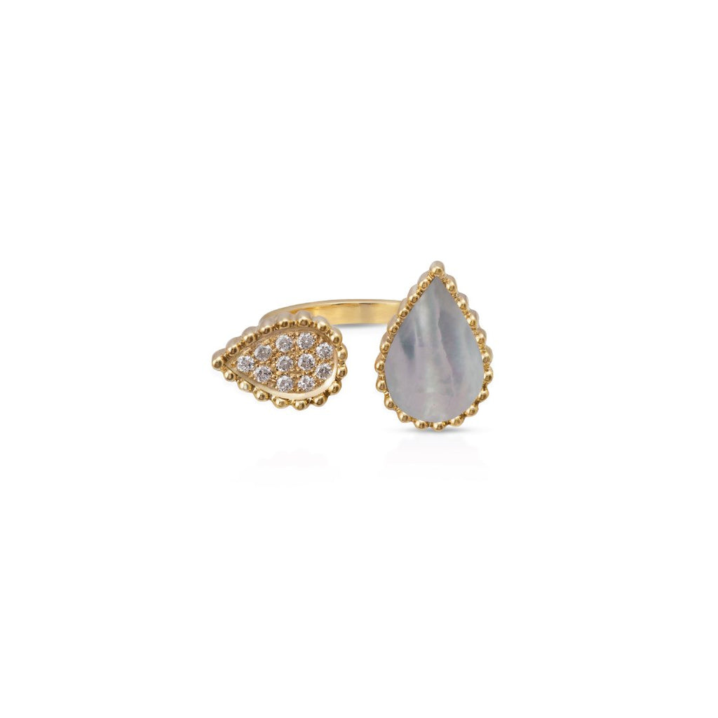 Hayma Diamonds Petite Ring, Mother of Pearl, Yellow Gold
