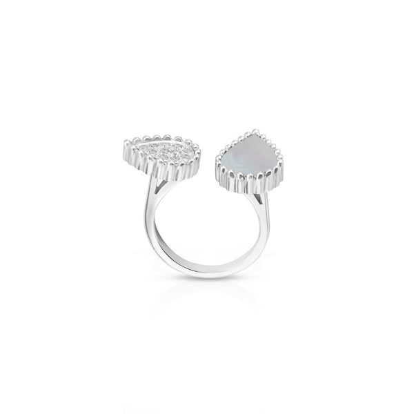Hayma Diamonds Petite Ring, Mother of Pearl, White Gold