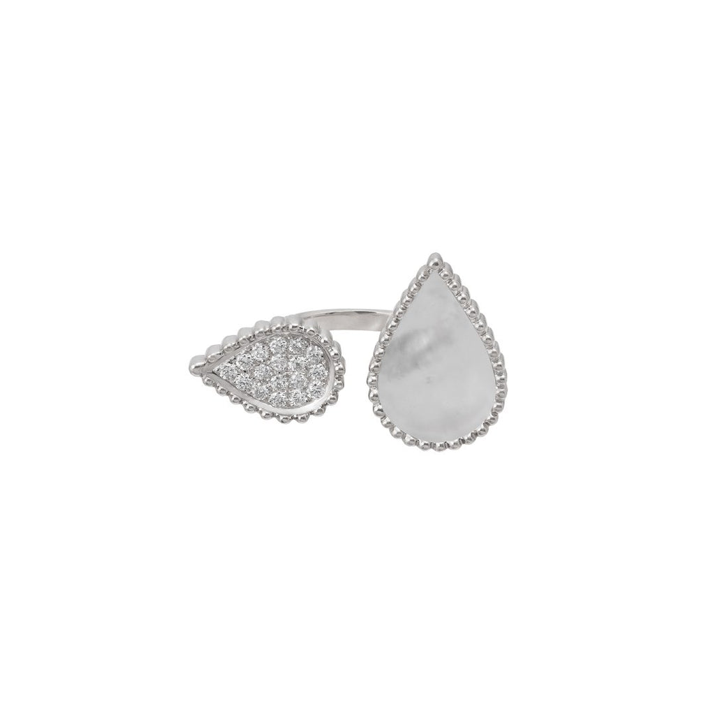 Hayma Diamonds Ring, Mother of Pearl, White Gold