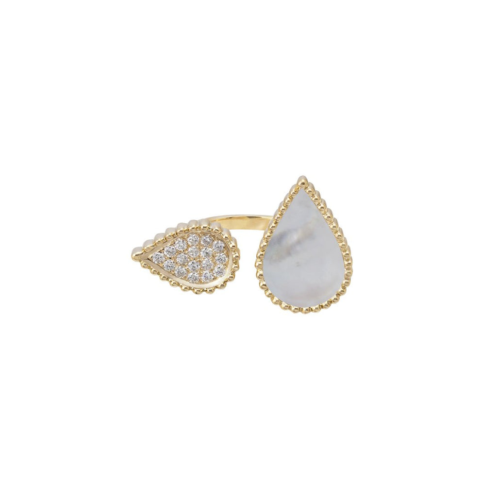 Hayma Diamonds Ring, Mother of Pearl, Yellow Gold
