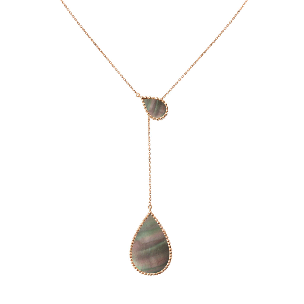 Hayma Necklace, Grey Mother of Pearl, Rose Gold