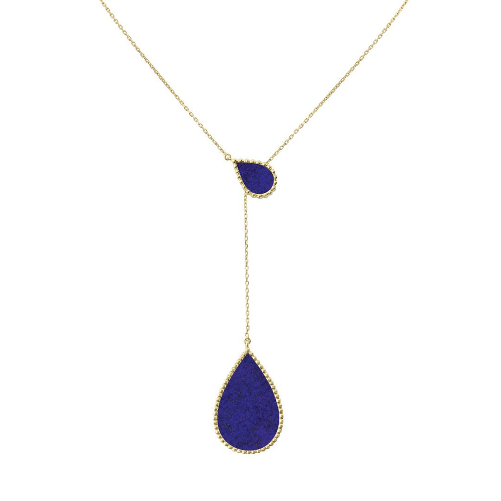 Hayma Necklace, Lapis, Yellow Gold