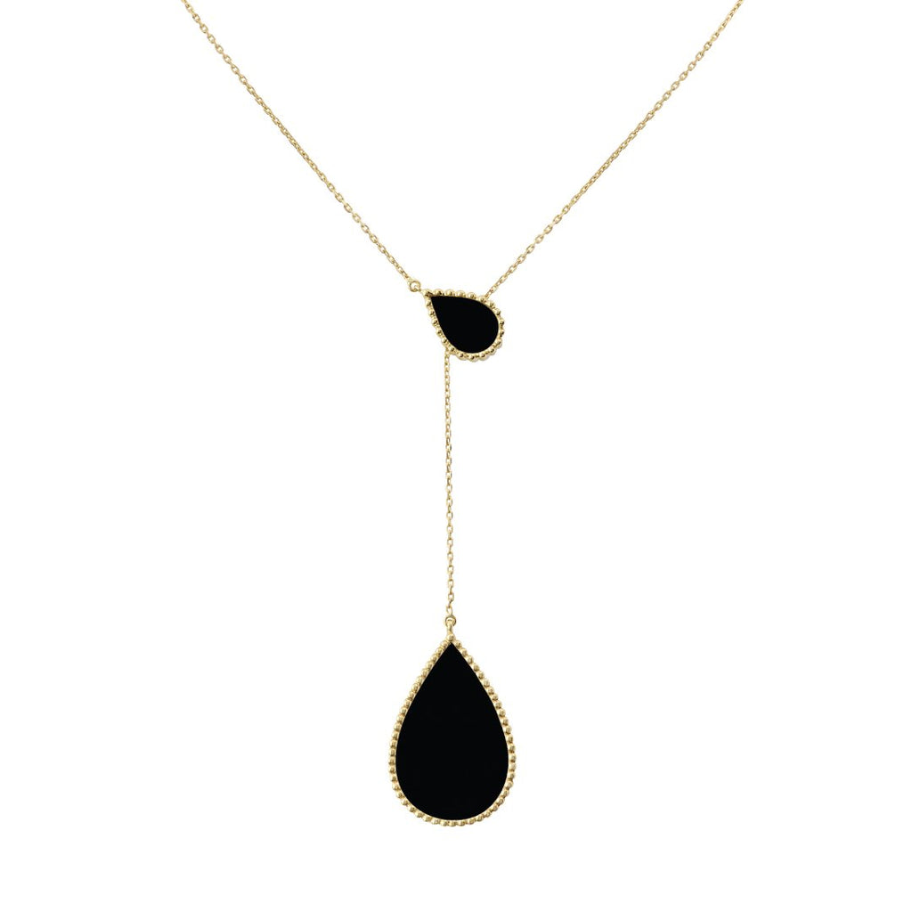 Hayma Necklace, Onyx, Yellow Gold
