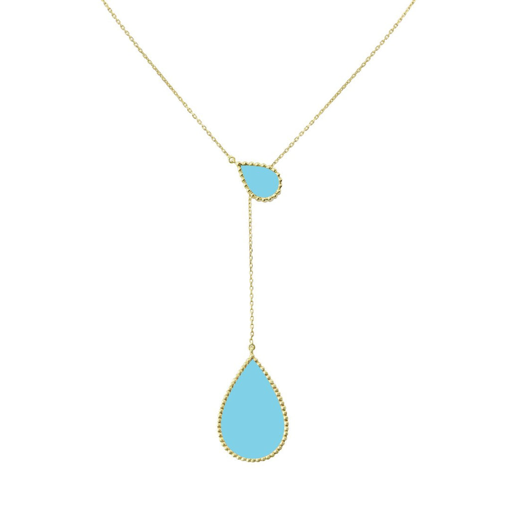 Hayma Necklace, Turquoise, Yellow Gold