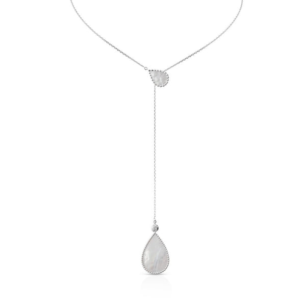 Hayma One Necklace, Mother of Pearl, White Gold