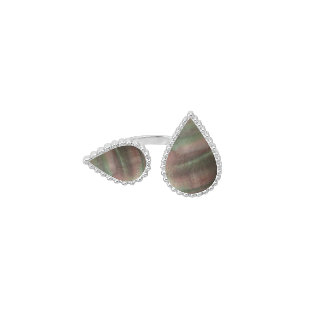 Hayma Ring, Grey Mother of Pearl, White Gold