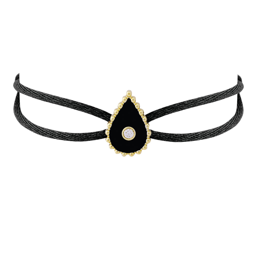 Hayma Thread Bracelet with Diamond, Onyx, Black, Yellow Gold