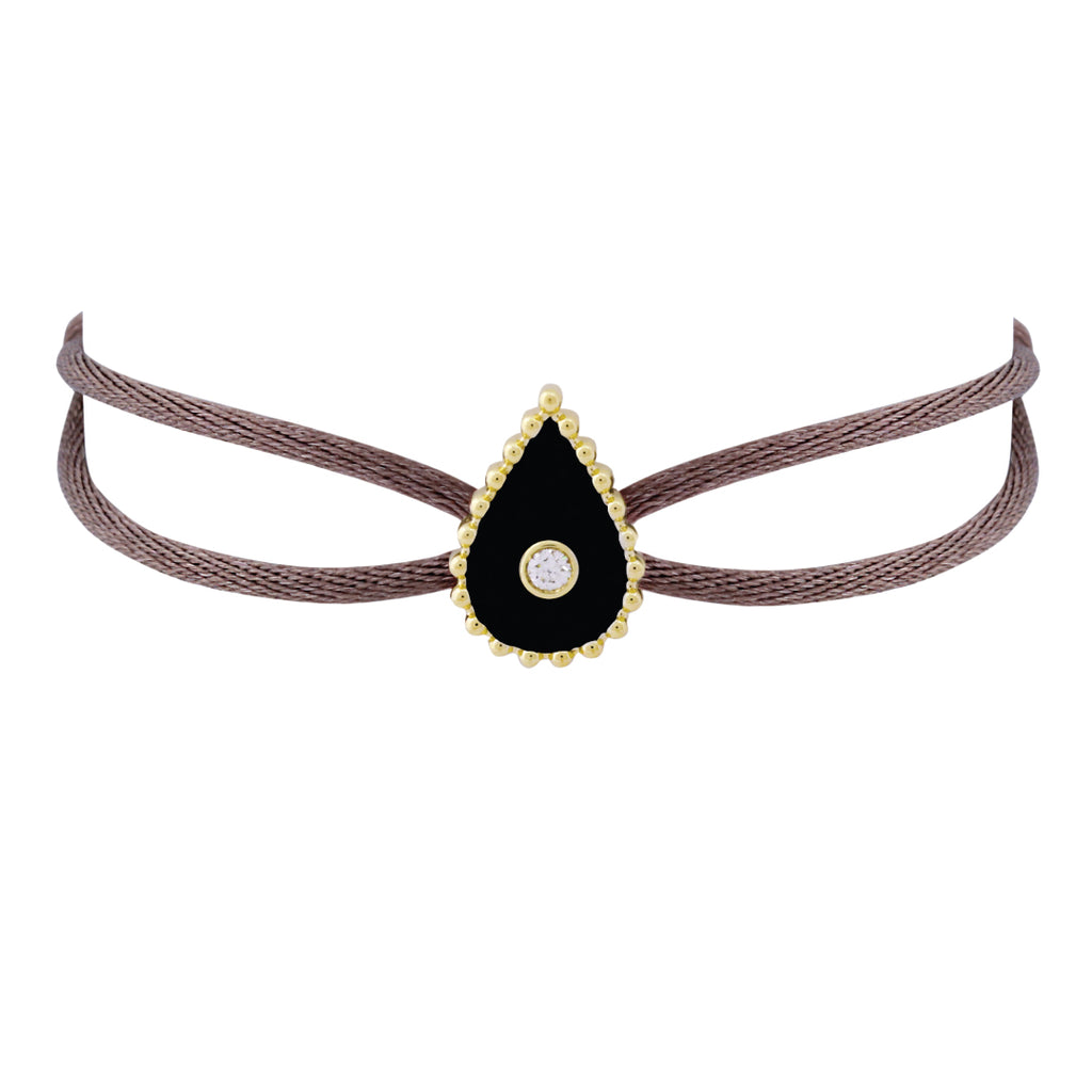 Hayma Thread Bracelet with Diamond, Onyx, Brown, Yellow Gold