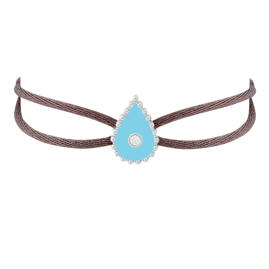 Hayma Thread Bracelet with Diamond, Turquoise, Brown, White Gold
