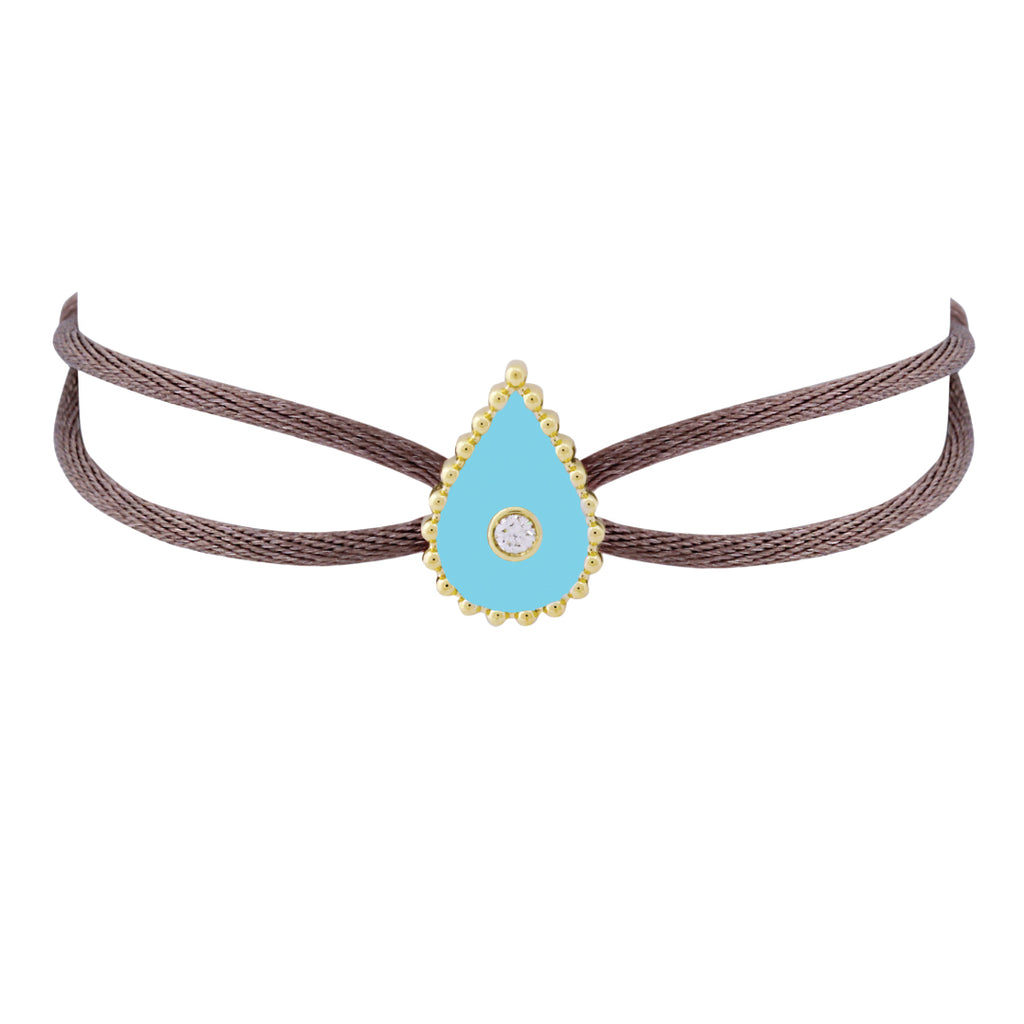 Hayma Thread Bracelet with Diamond, Turquoise, Brown, Yellow Gold
