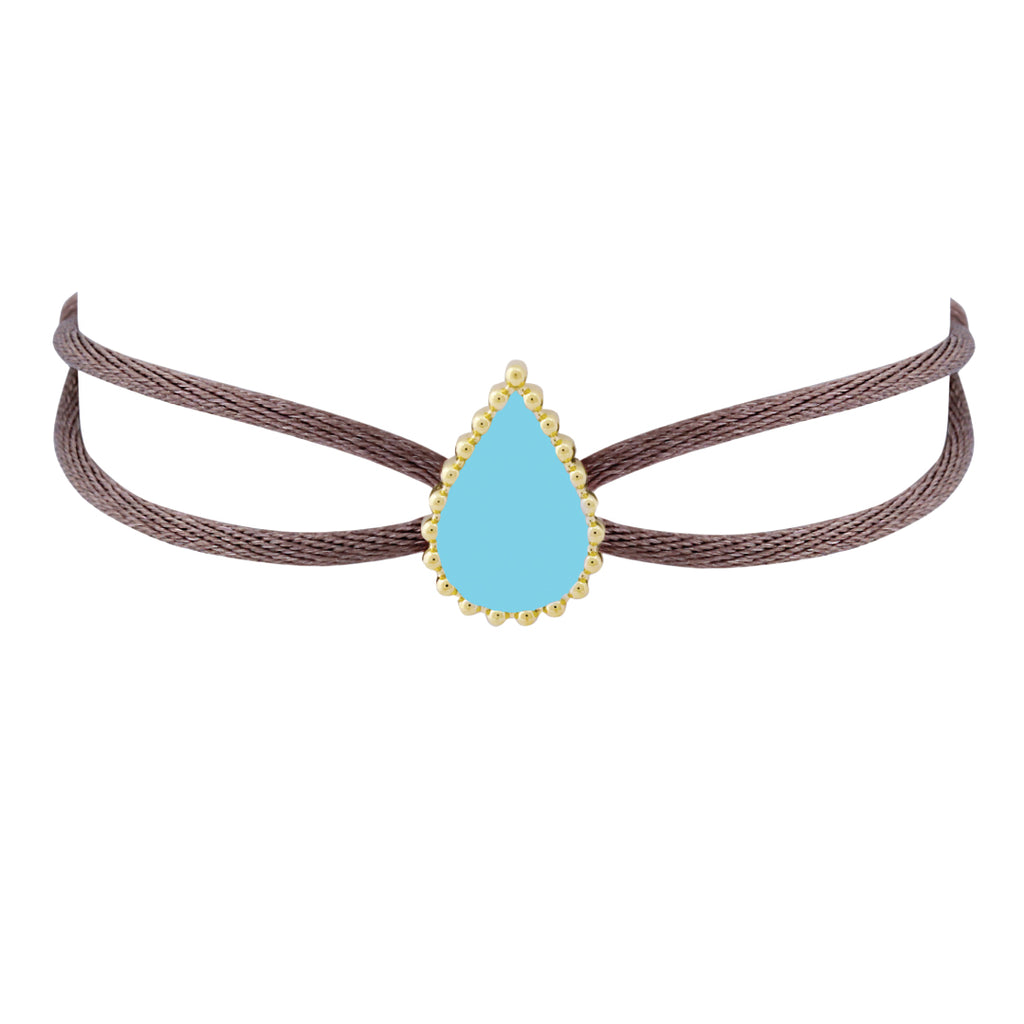 Hayma Thread Bracelet, Turquoise, Brown, Yellow Gold