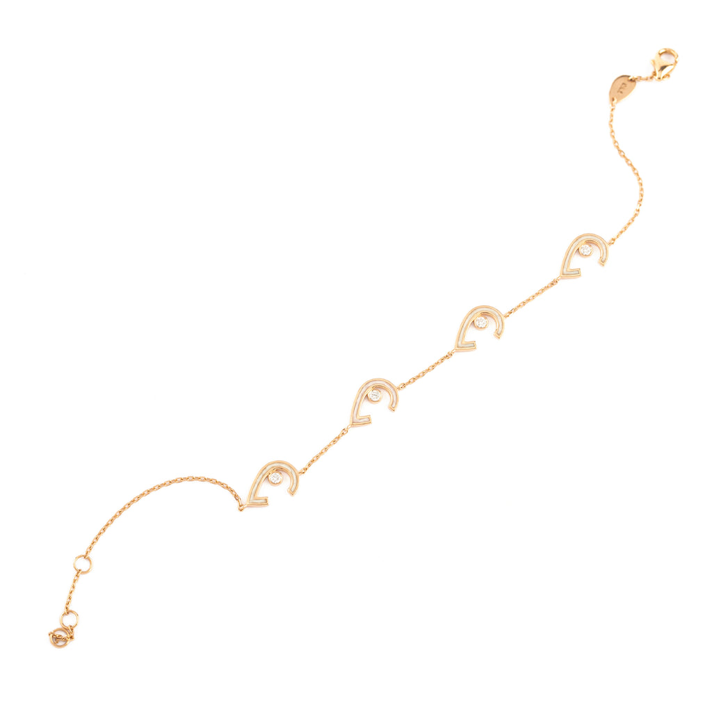 Anda Long Chain Bracelet, Mother of Pearl, Yellow Gold