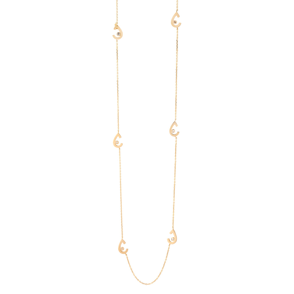 Anda Long Necklace, Full Gold, Yellow Gold