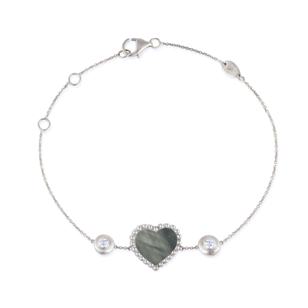 Melikah Chain Bracelet, Grey Mother of Pearl, White Gold