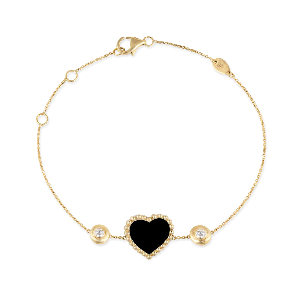 Melikah Chain Bracelet, Onyx, Yellow Gold