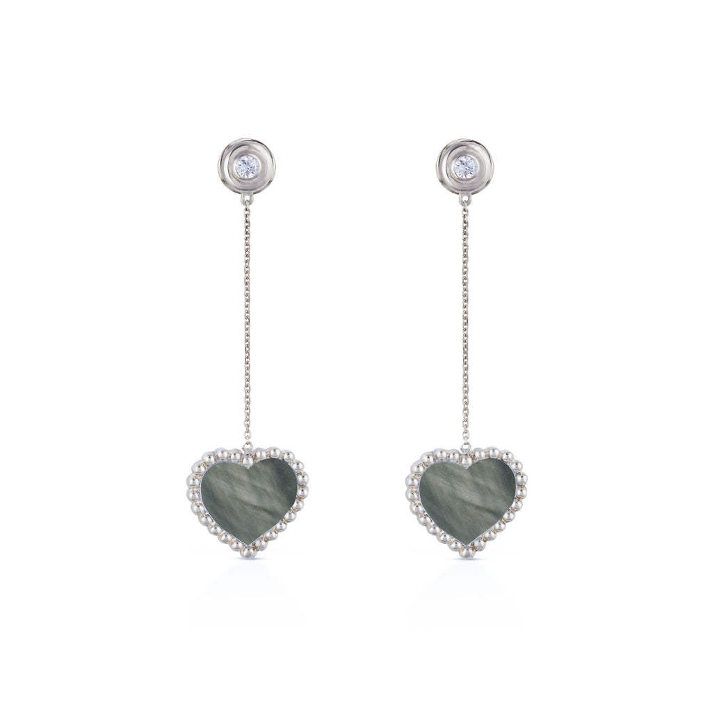 Melikah Earring, Grey Mother of Pearl, White Gold