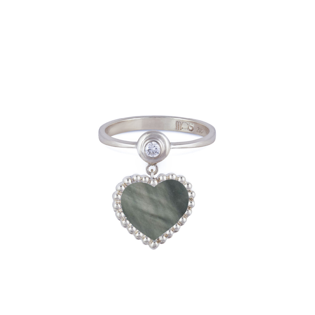 Melikah Ring, Grey Mother of Pearl, White Gold