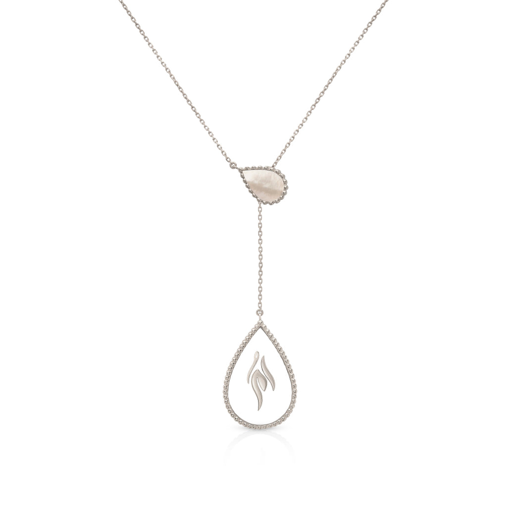 Mother Hayma Necklace, Mother of Pearl, White Gold