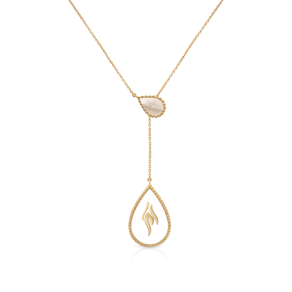 Mother Hayma Necklace, Mother of Pearl, Yellow Gold