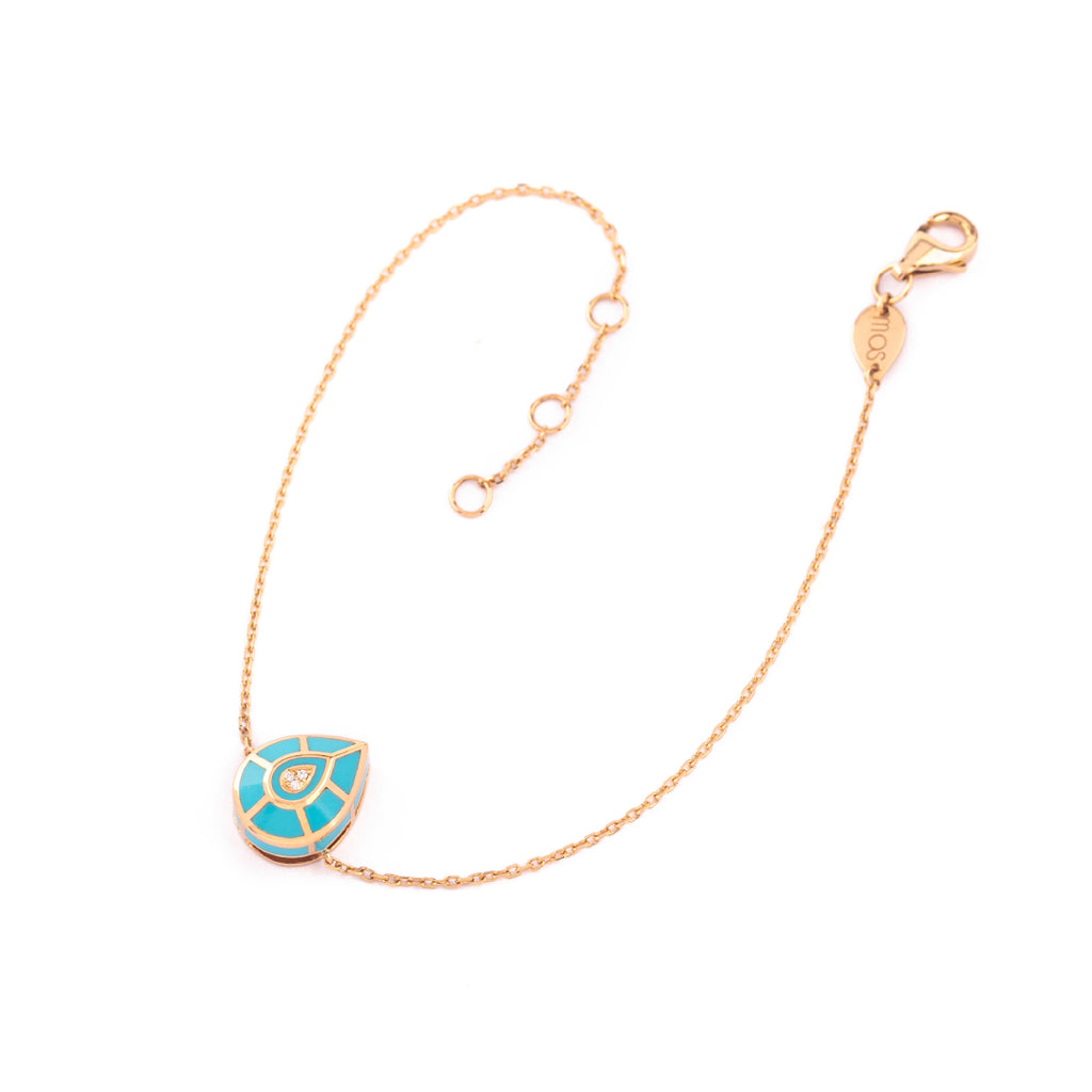 The Drops Chain Bracelet, Turquoise, Rose Gold
